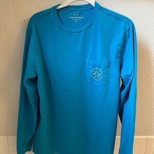 Vineyard Vines Men's Blue Long Sleeve Pocket Tee